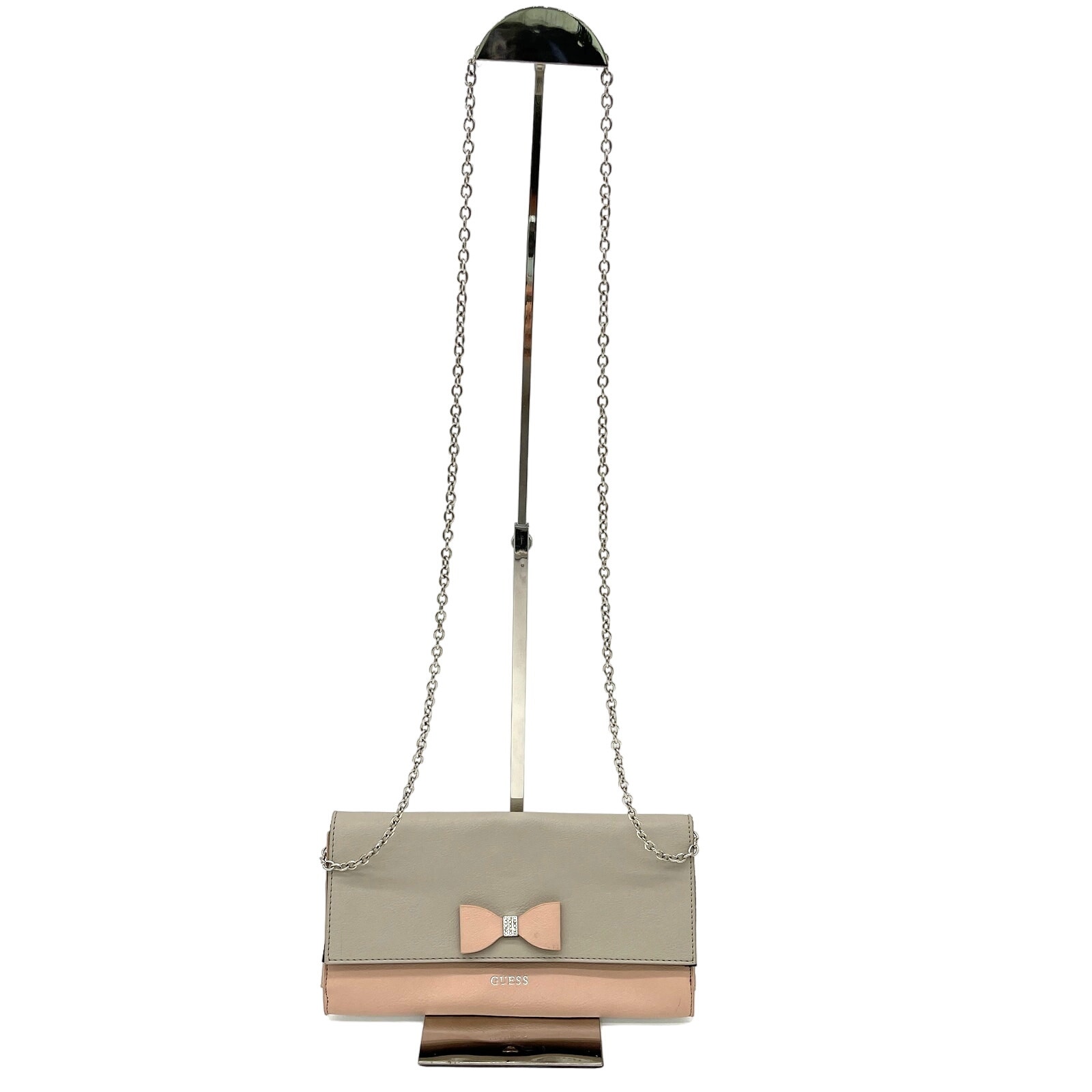 Guess Crossbody Envelope Clutch Faux Leather Taupe Pink Feminine Dainty Flirty